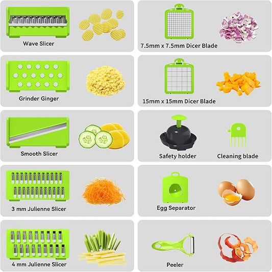 CORTADOR DE VERDURAS - MANDOLINA VERDURAS CON 6 CUCHILLOS DE ACERO INOXIDABLE