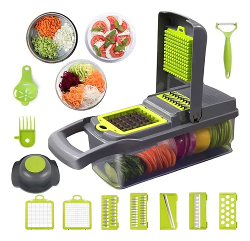 CORTADOR DE VERDURAS - MANDOLINA VERDURAS CON 6 CUCHILLOS DE ACERO INOXIDABLE